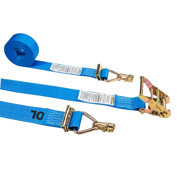 Us Cargo Control 2" x 20' Blue E Track Ratchet Straps w/ Double Stud